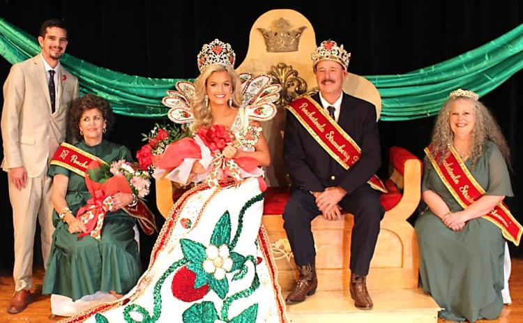 From left: 2025 Chairman, Tristen Miller; 2025 Strawberry Grand Marshal, Rhonda Sheridan; Strawberry Queen LIII, Alexis Lee; Strawberry King LIII, Darryl Poche; 2025 Strawberry Blossom, Chris Threeton
