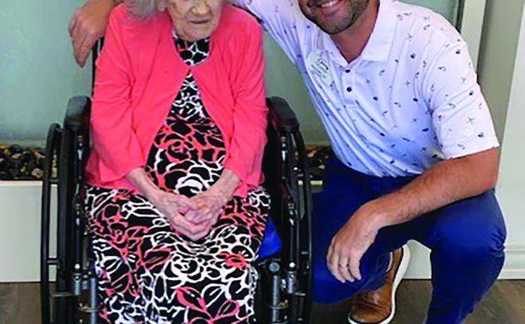 Mrs. June Dedon and caregiver (Courtesy Photo)