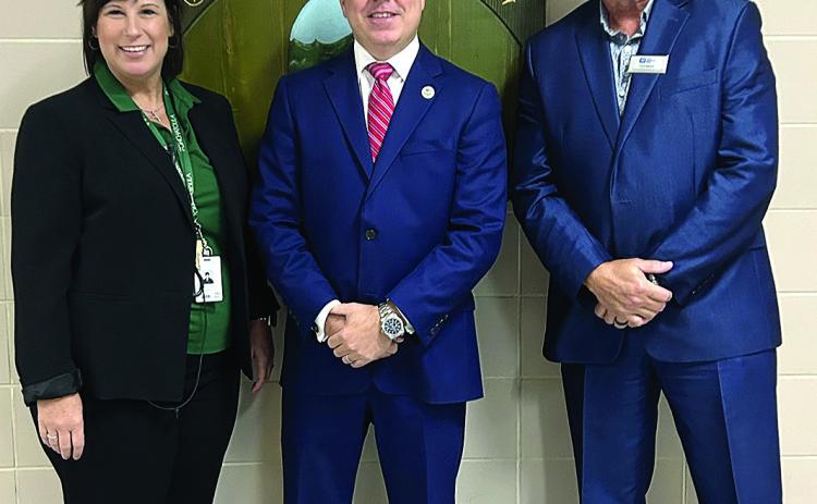 Hearrt Williams, Math Essentials teacher at Ponchatoula High School with Louisiana State Rep. Nicholas Muscarello Jr. and Thomas Calmes, Financial Education Specialist at First Guaranty Bank. (Courtesy Photo)