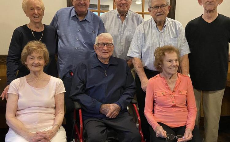 Pictured at the recent event are, left to right: (seated) Evelyn Murray Guidrey, Thomas Laird, Carolyn Corneille Hano, (standing) Evelyn Kraft Richard, Rev. Jack Palmer, Howell Hoover, A.J. “Bucky” Pusey, Earl Theriot. The group looks forward to 2025 and its 70-year reunion.