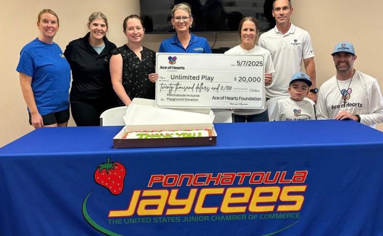 From left to right: Megan Edwards (Jaycee), Britany Williard (President of Jaycees), Macie Stafford (Jaycee), Shelley Matherne (Jaycee), Jessica Wilson (Ace of Hearts), Stephen Alexander (Ace of Hearts), Asher “Ace” Bergeron (Ace of Hearts), Trevor Bergeron (Ace of Hearts)* (Courtesy Photo)