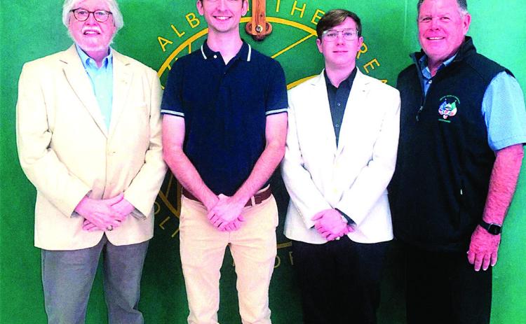 AOH Scholarship Funds Awarded to SELU Students Pictured from left to right: (retired) Professor Martin Kearney, PhD, President of AOH of West Florida; Blake LeBlanc, an SELU graduate student in history; Quinn Champagne, an SELU sophomore majoring in political science; and Mr. Randy King, Vice President of the LA state chapter of the AOH and a board member of AOH of West Florida. (Courtesy Photo)