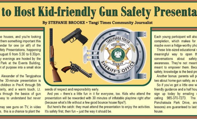 TPSO to host  Kid-friendly Gun  Safety Presentations