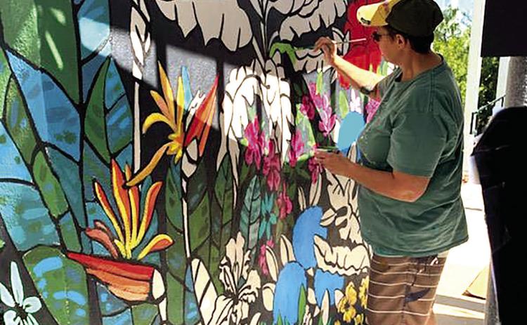 Artist Begins on Twin Steeples Mural